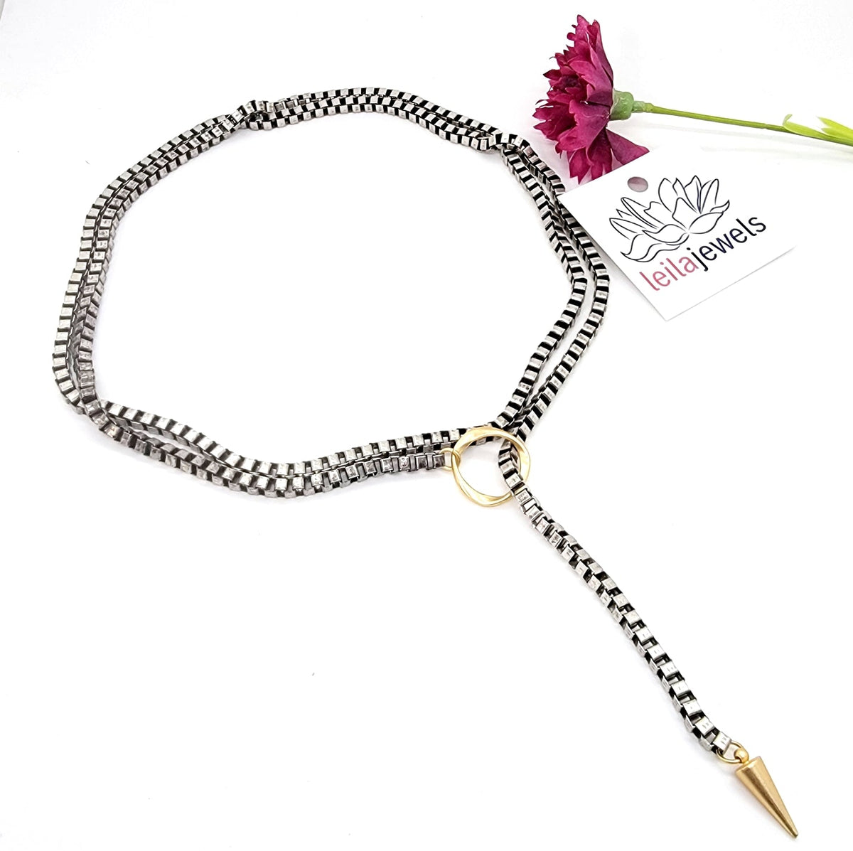 Dylan Lariat Spike Necklace