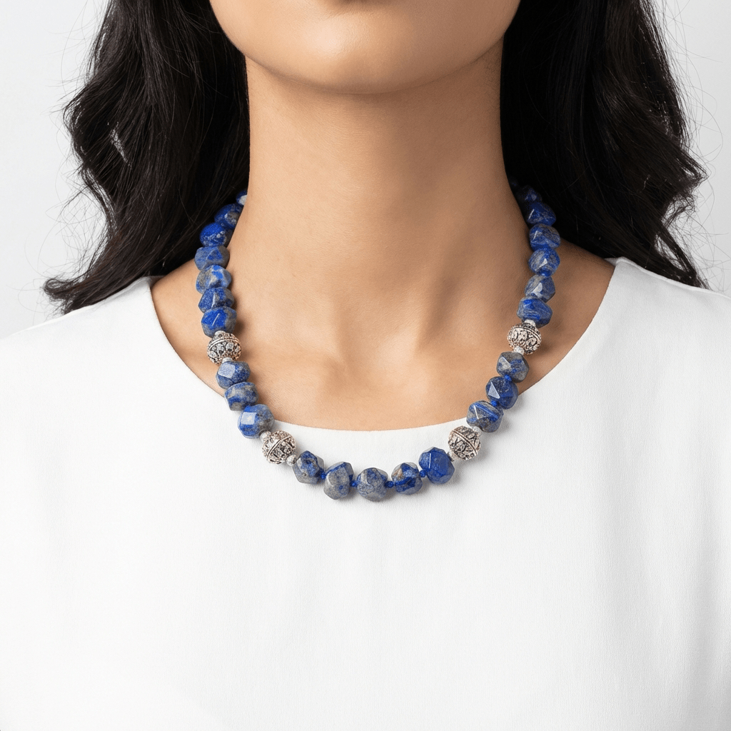 Rustic Lapis & Pewter Toggle Necklace