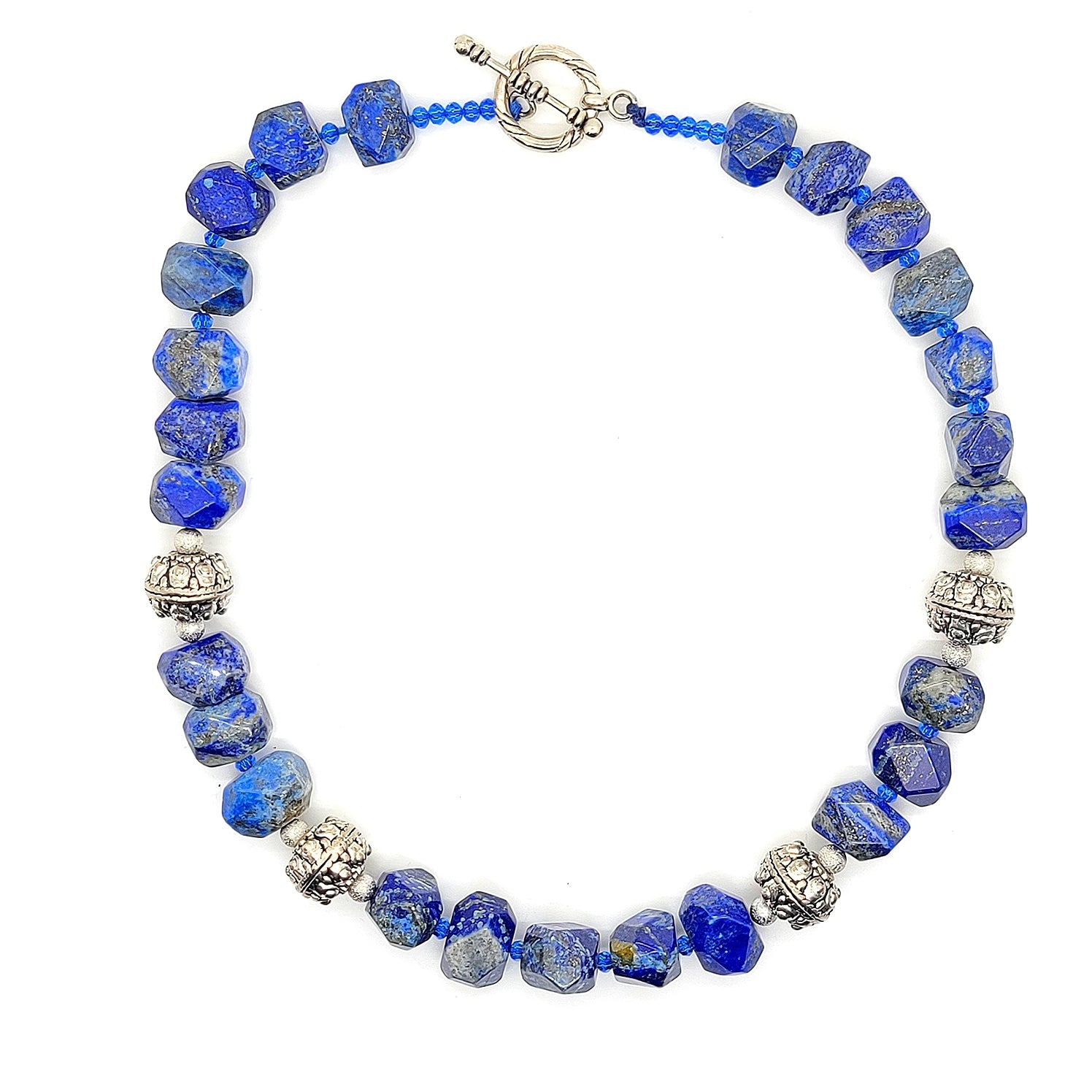 Rustic Lapis & Pewter Toggle Necklace