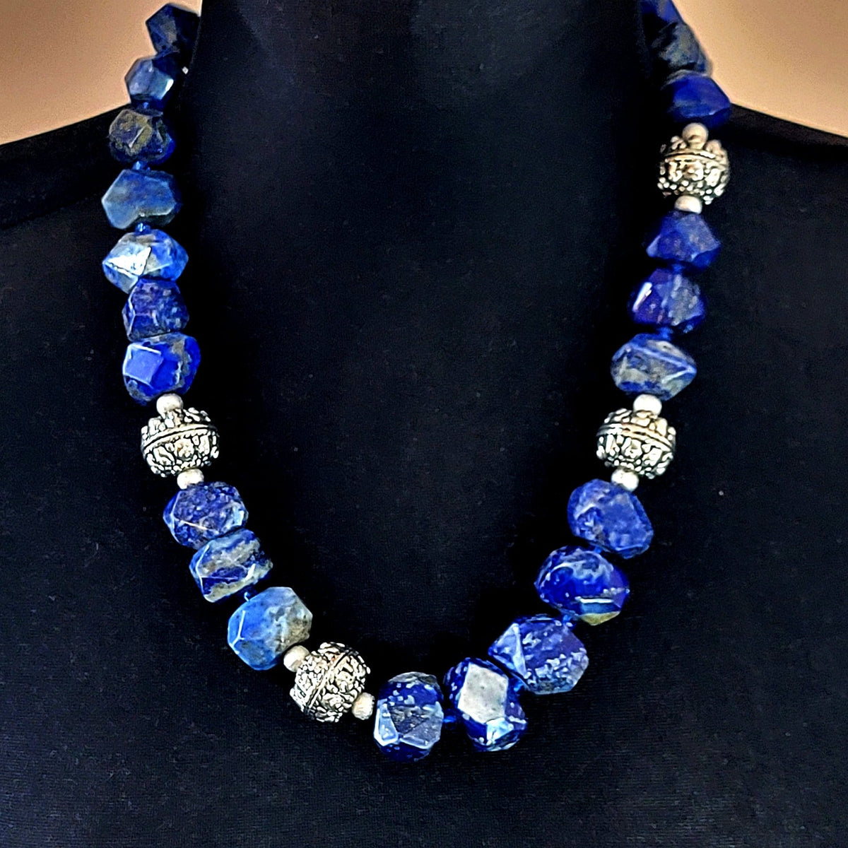 Rustic Lapis & Pewter Toggle Necklace