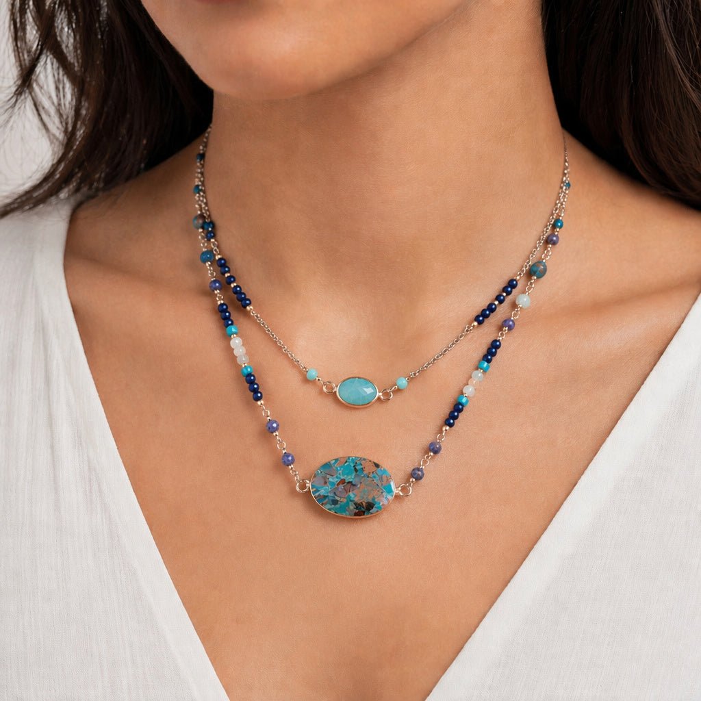 Azure Mosaic Amazonite Layered Necklace