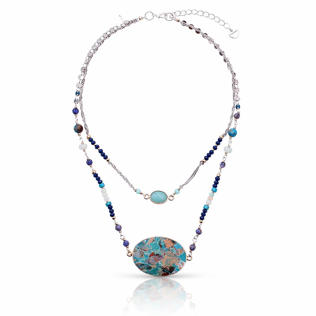 Azure Mosaic Amazonite Layered Necklace
