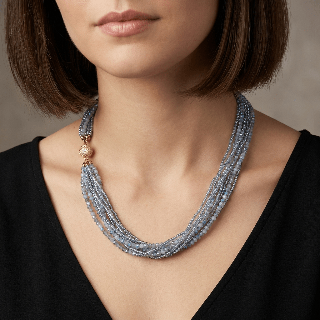 Crystal Bead Multi-strand Necklace