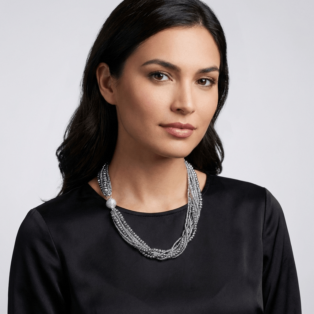 Crystal Bead Multi-strand Necklace