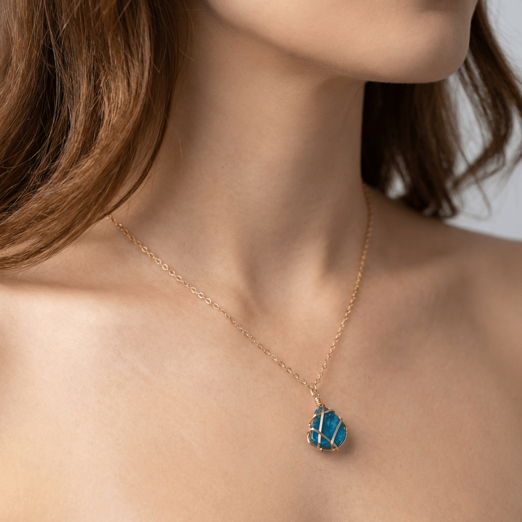 Apatite Striped Pendant Necklace