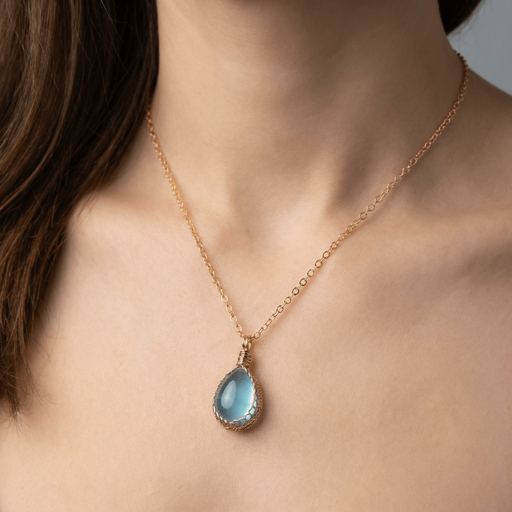 Blue Topaz Cabochon Necklace