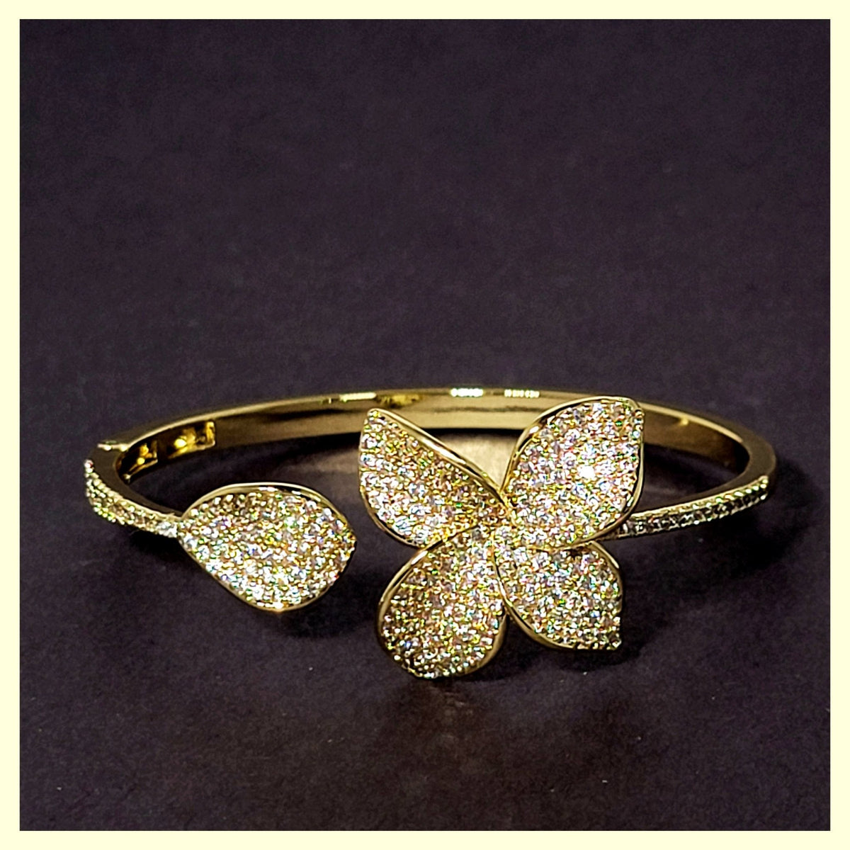 Pavé Flower Open Cuff Bracelet
