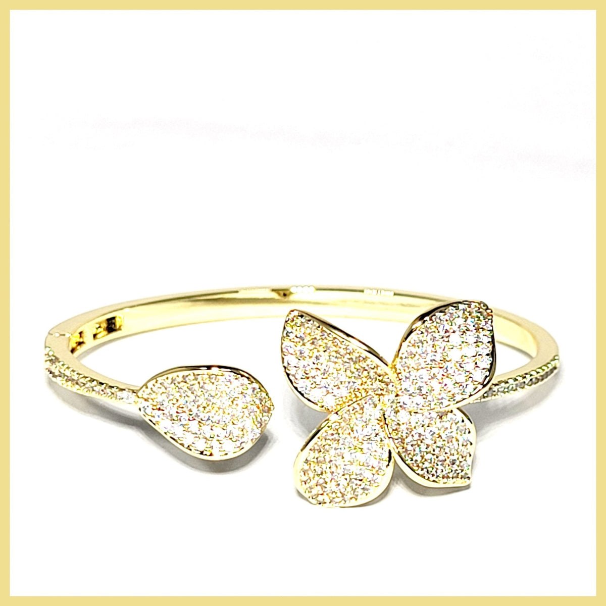 Pavé Flower Open Cuff Bracelet