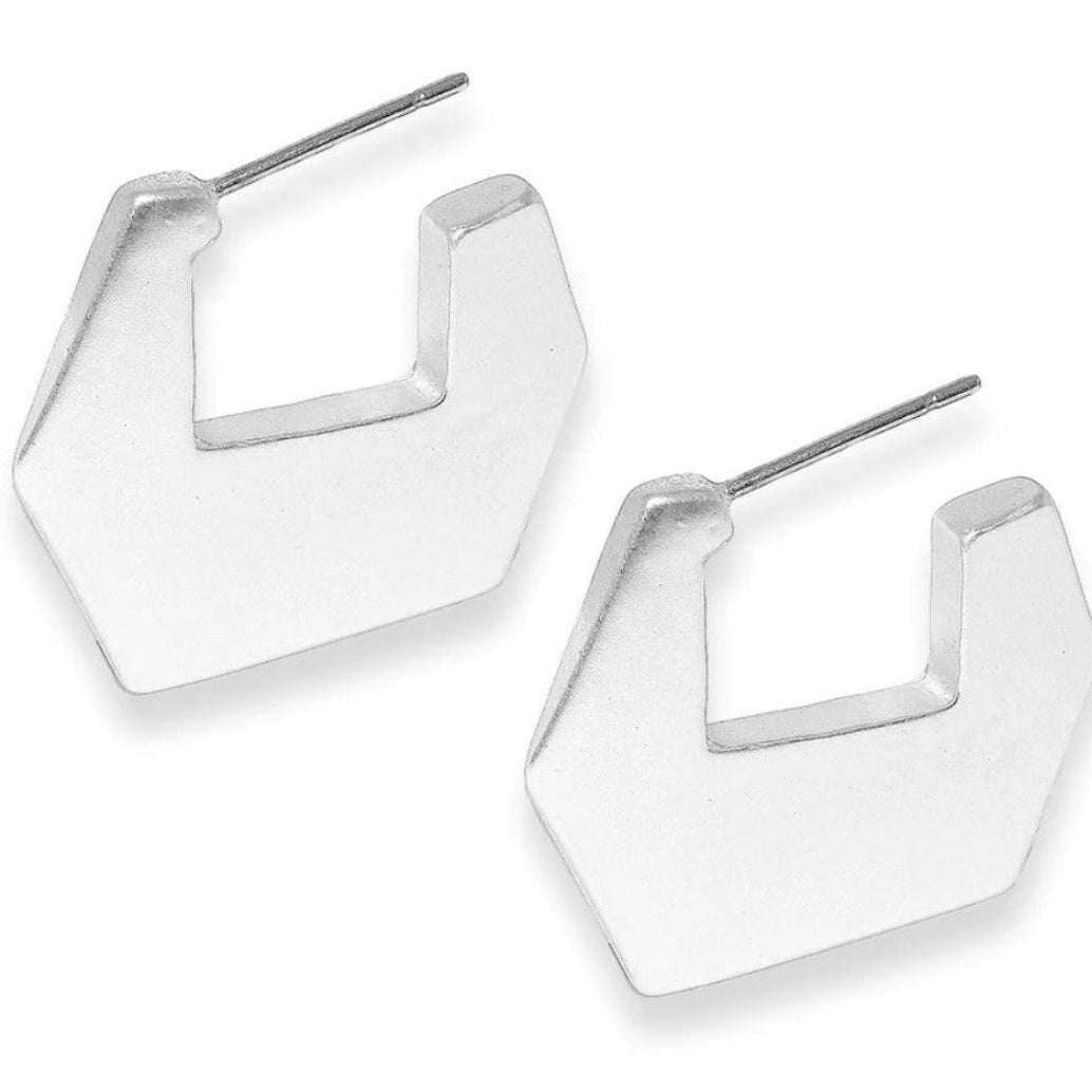 Flat Pentagon Huggie Earrings
