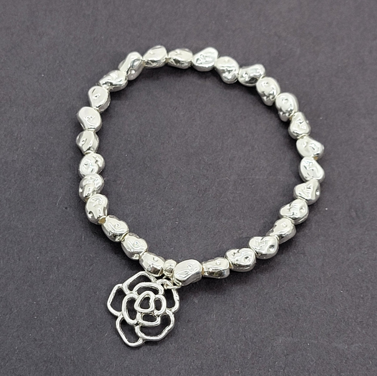 Silver Nugget Charm Bracelet