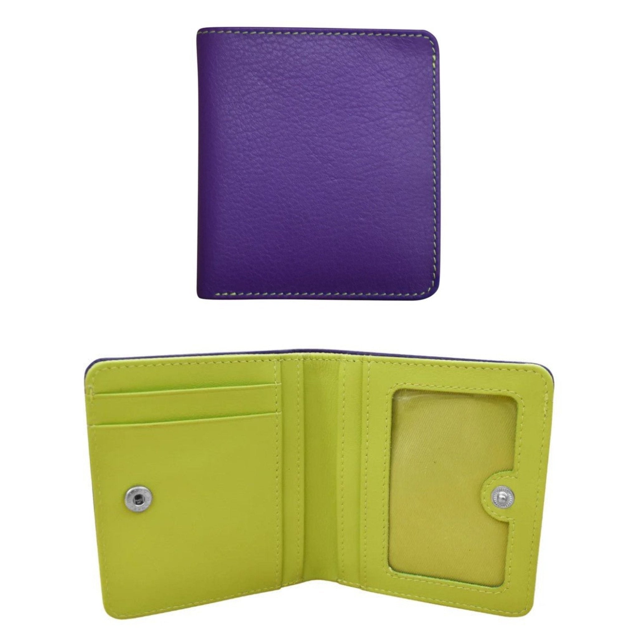 Leather Bi-Fold 2-Tone Mini Wallet