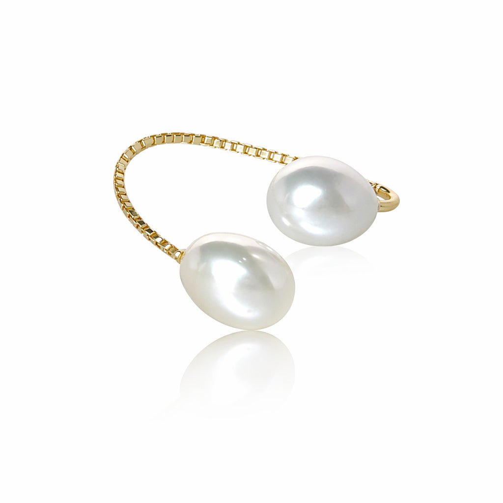 Adjustable Double Pearl Ring