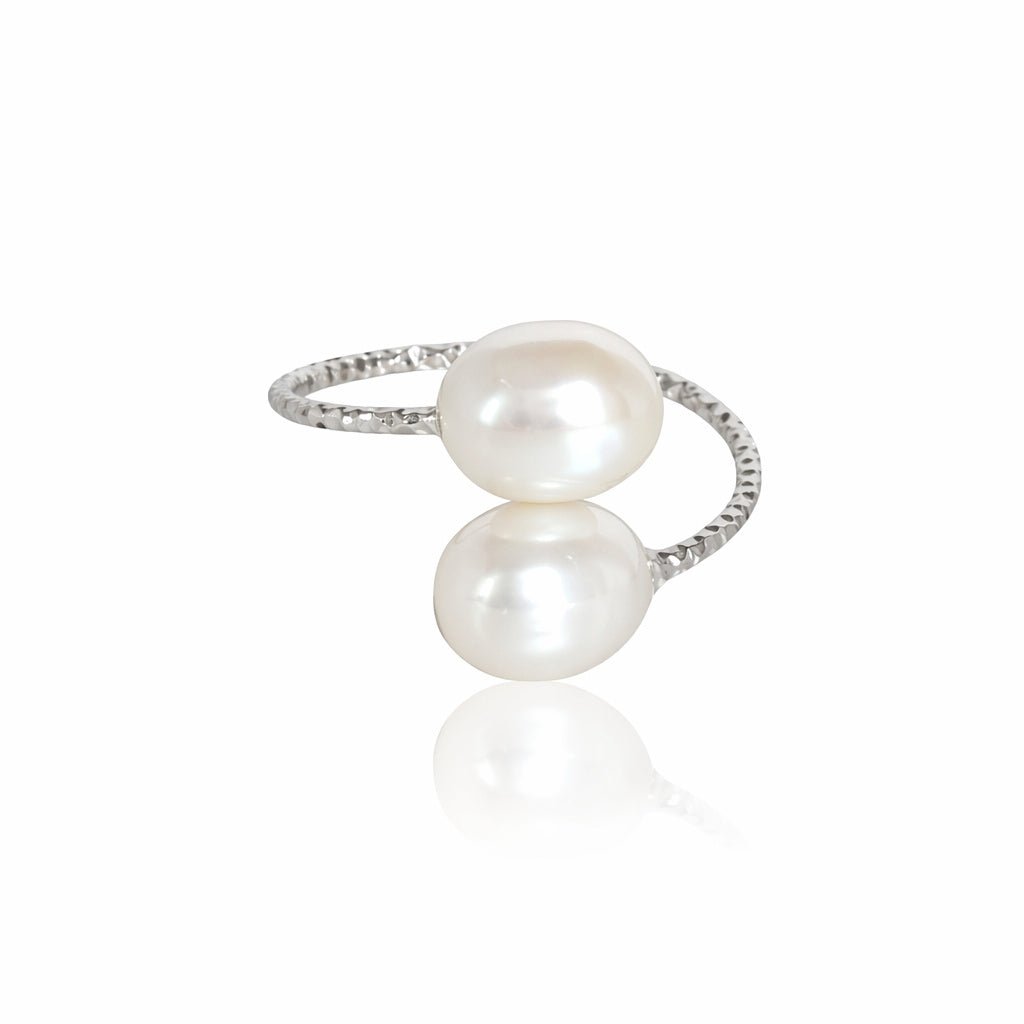Adjustable Double Pearl Ring