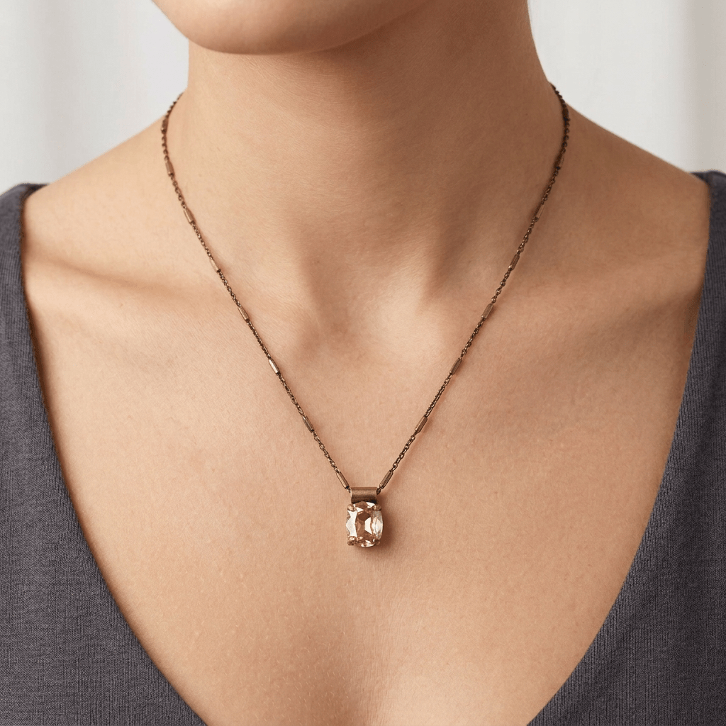 Peach Crystal Pendant Necklace