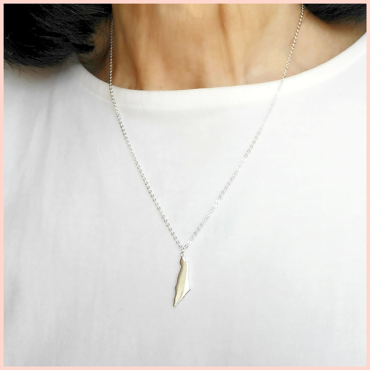 Israel Map Pendant Necklace in Silver