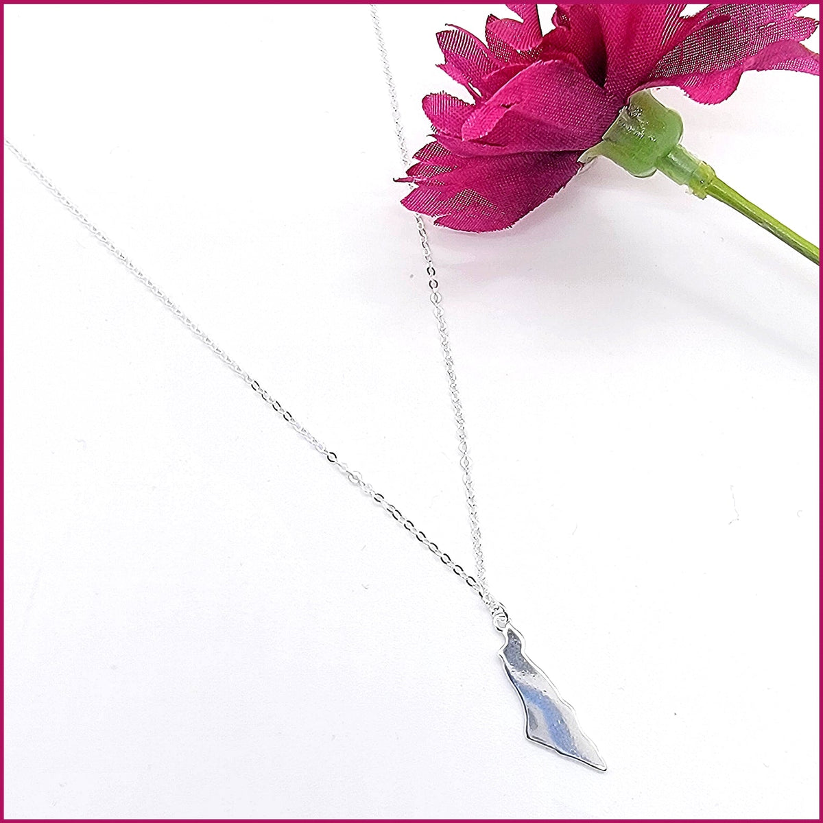 Israel Map Pendant Necklace in Silver