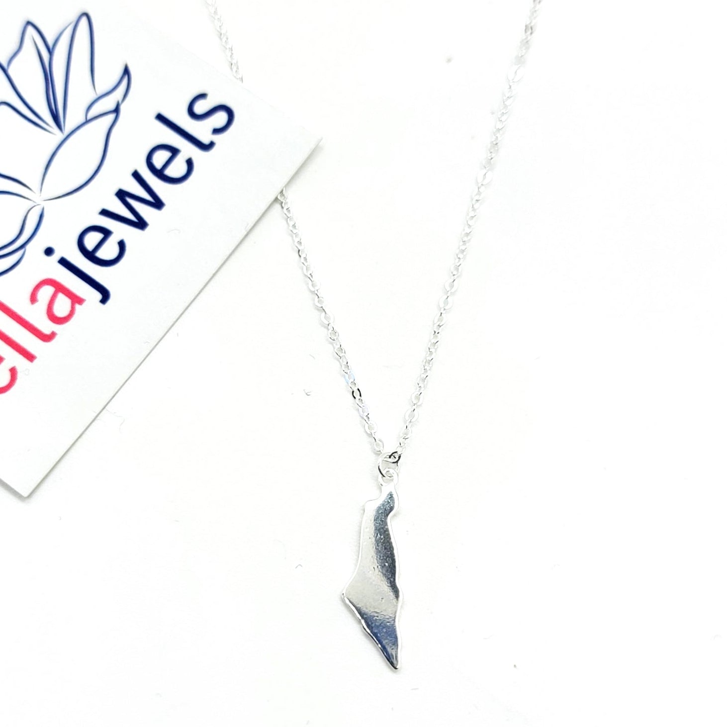 Israel Map Pendant Necklace in Silver