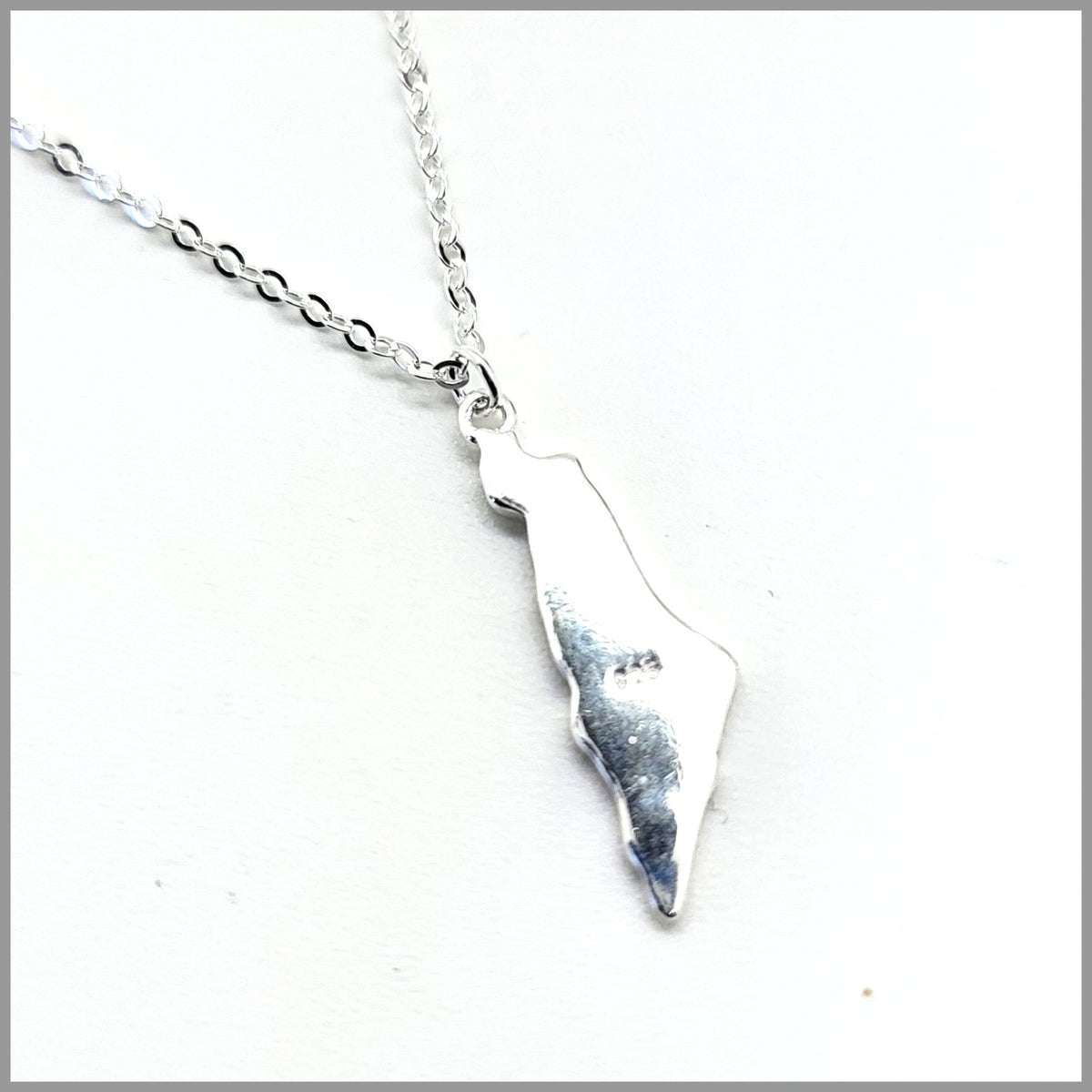 Israel Map Pendant Necklace in Silver