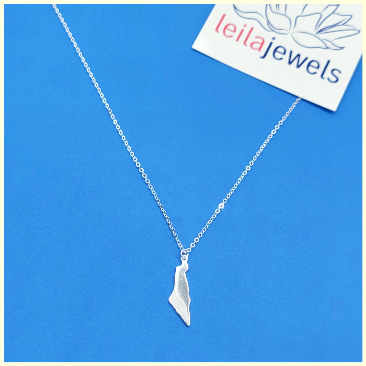 Israel Map Pendant Necklace in Silver