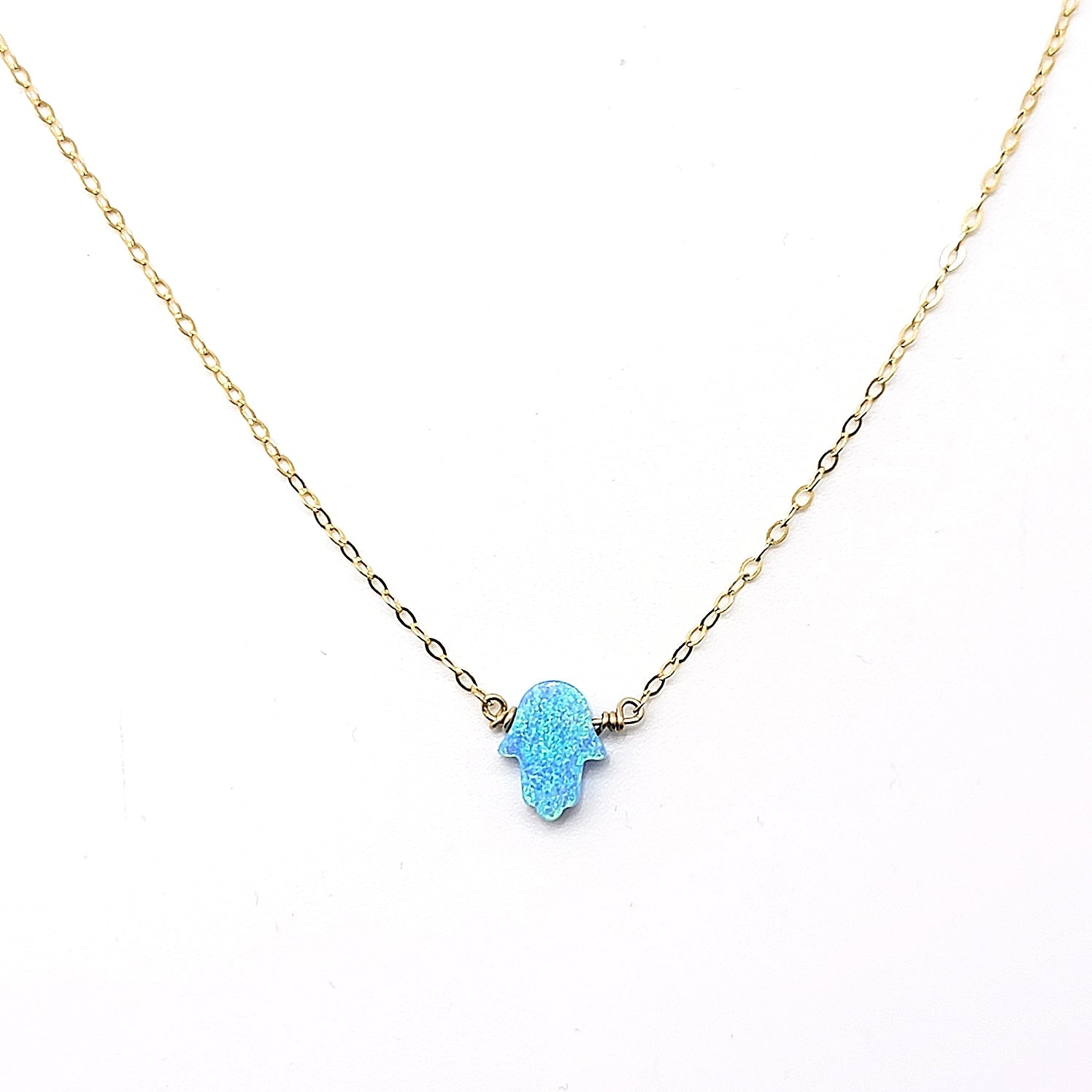 Opal Hamsa Pendant Necklace