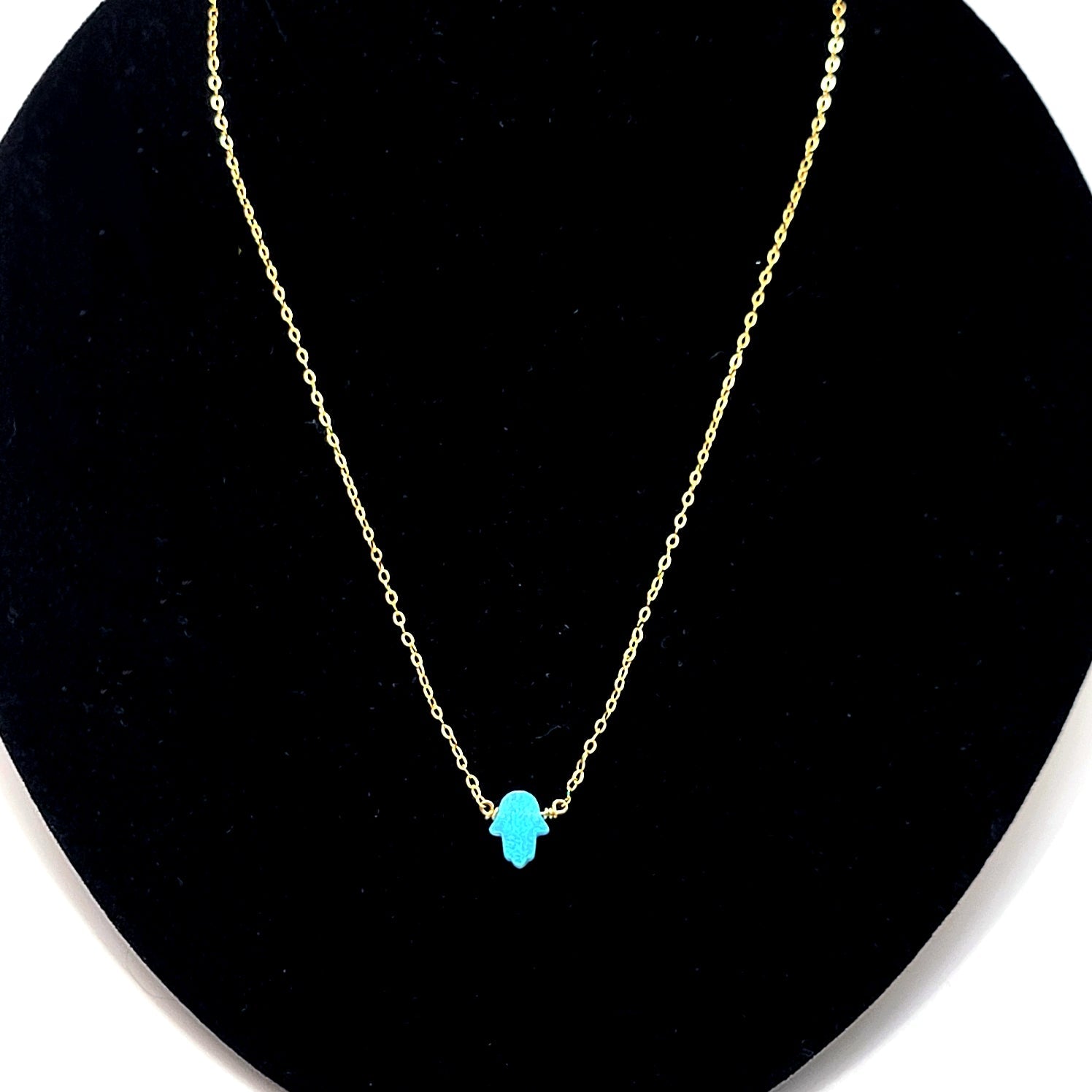 Opal Hamsa Pendant Necklace