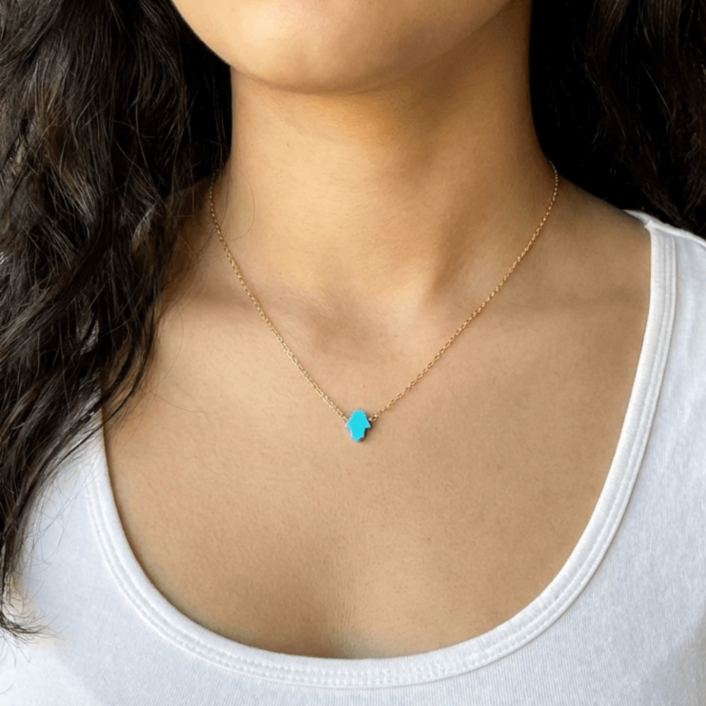 Opal Hamsa Pendant Necklace