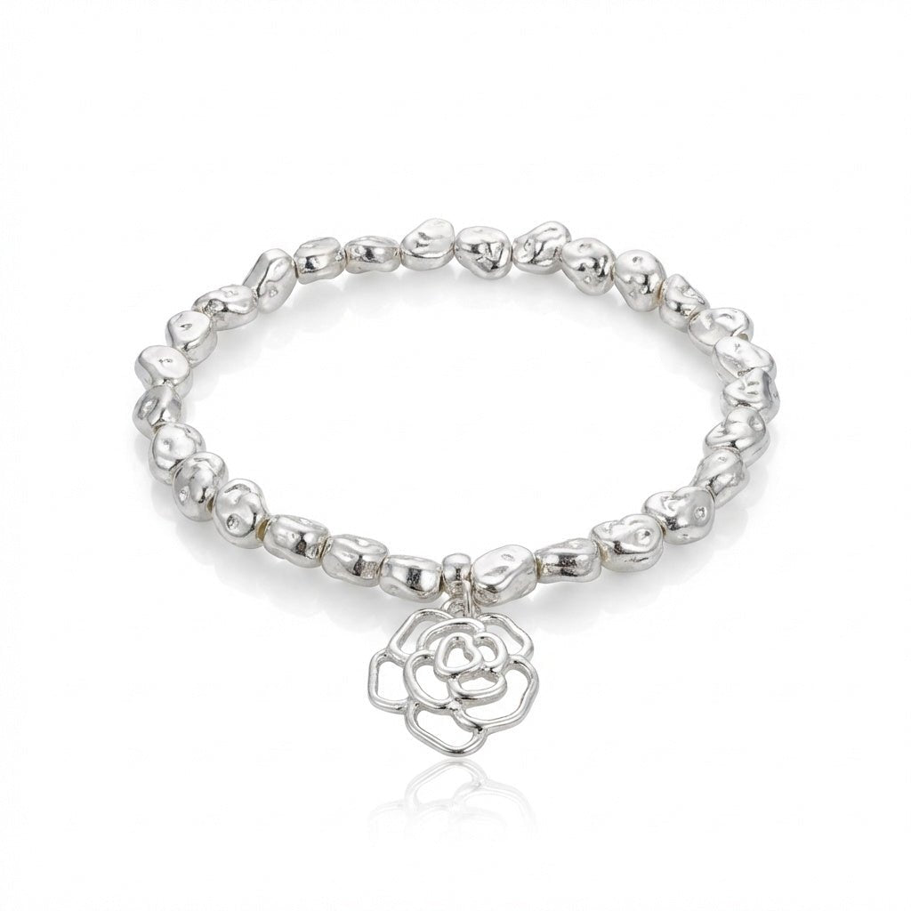 Silver Nugget Charm Bracelet
