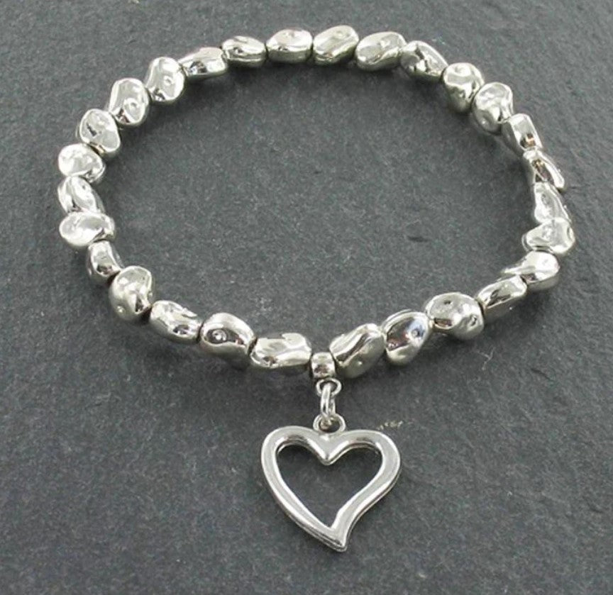 Silver Nugget Charm Bracelet