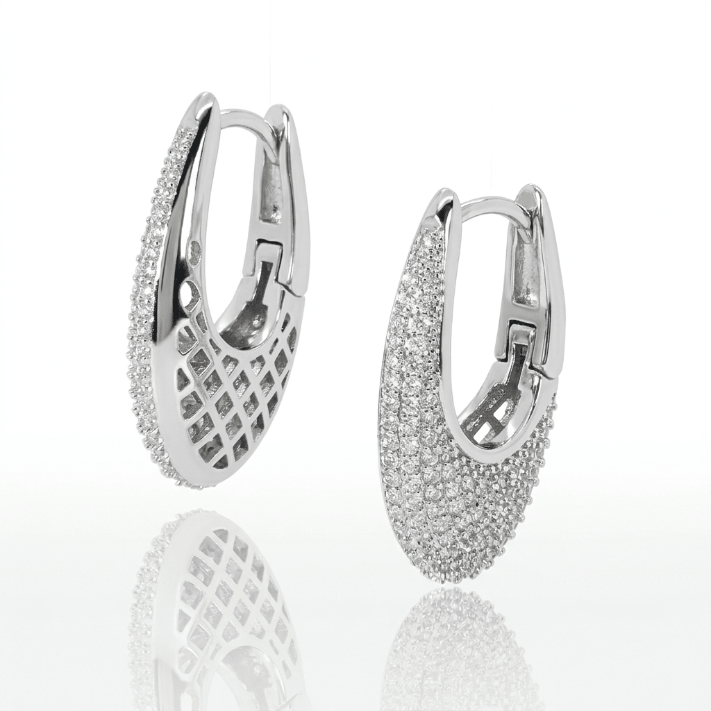Crystal Pavé Teardrop Hoop Earrings