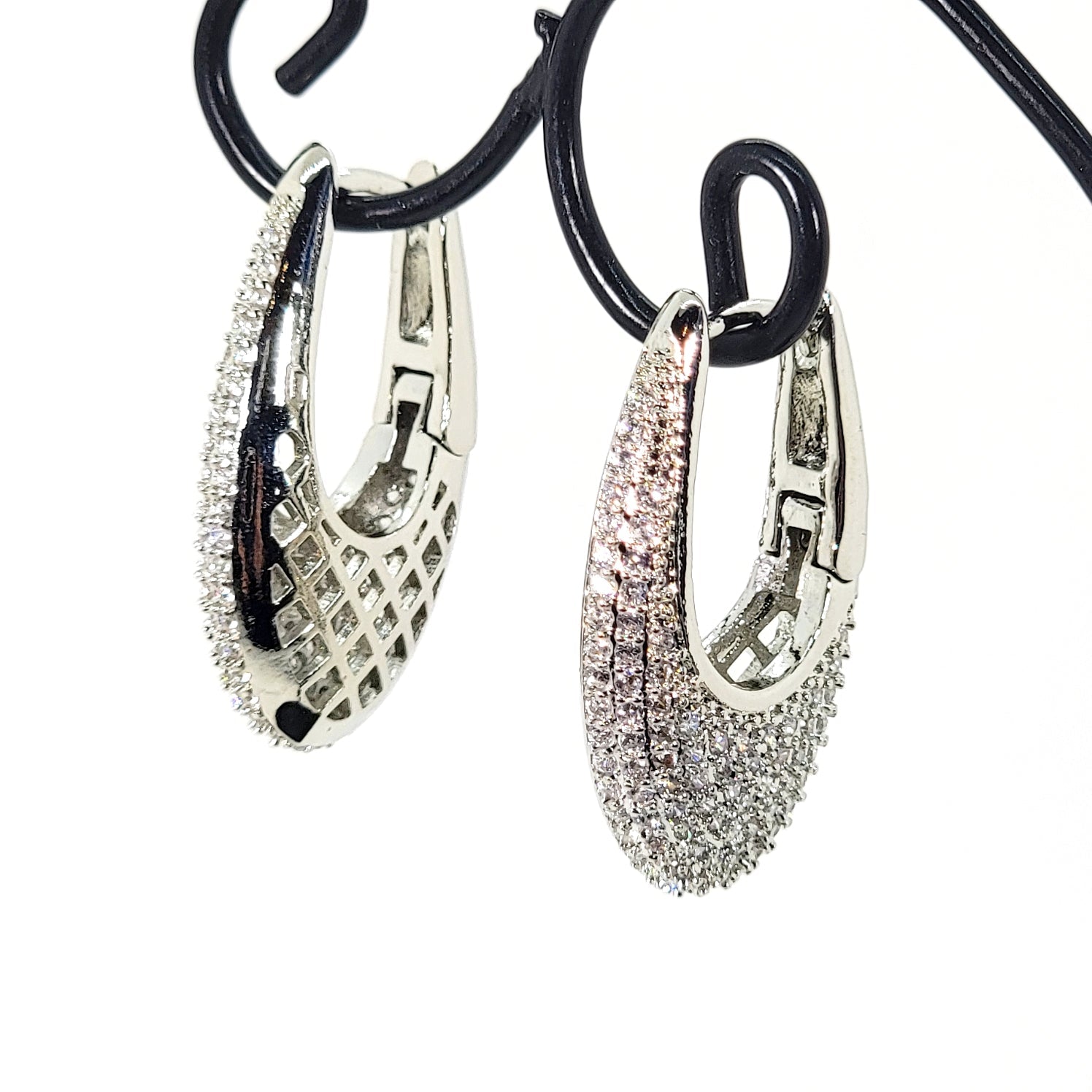 Crystal Pavé Teardrop Hoop Earrings