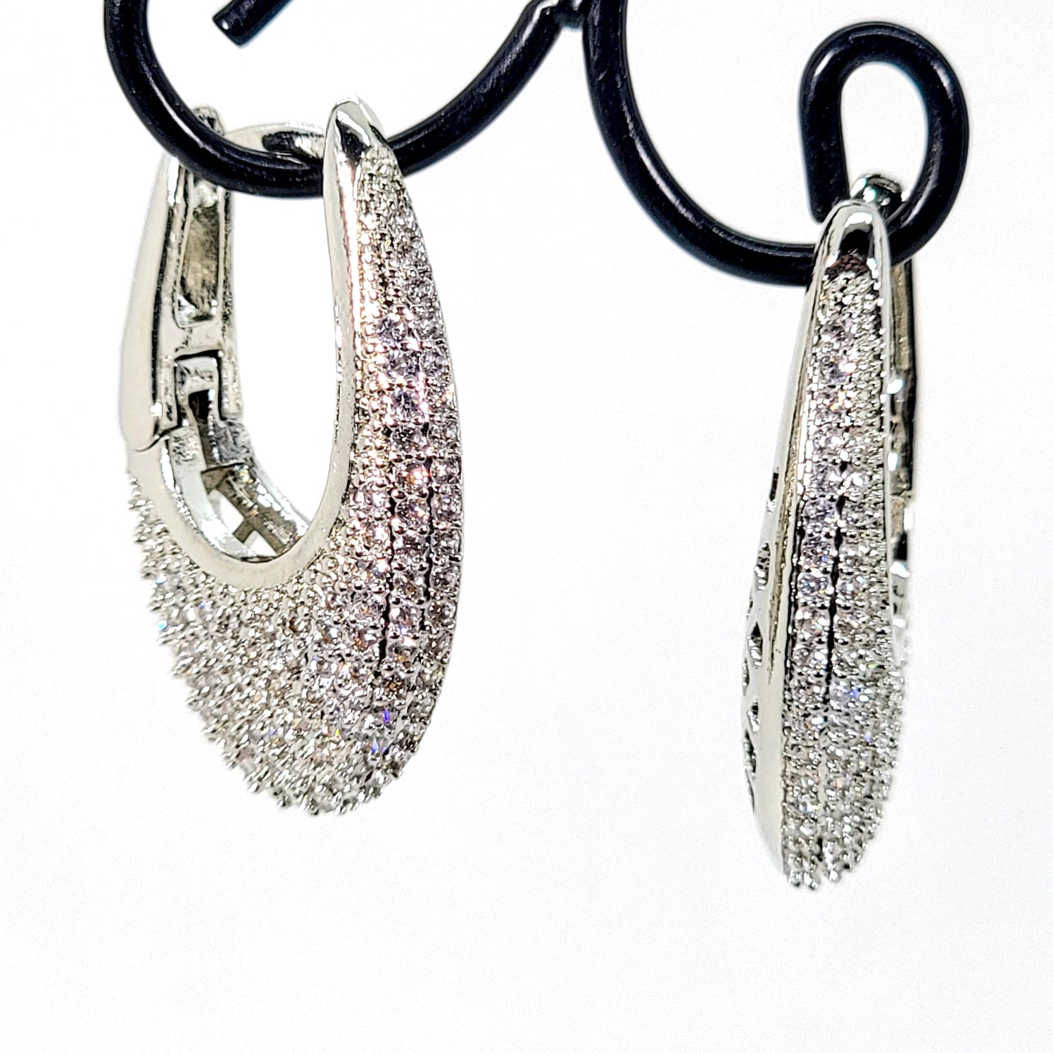Crystal Pavé Teardrop Hoop Earrings