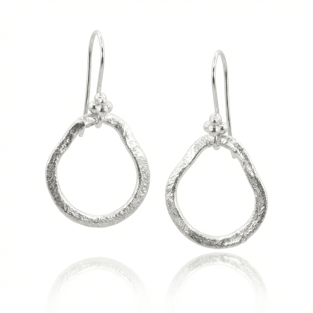Brushed Sterling Silver Irregular Drop Earrings