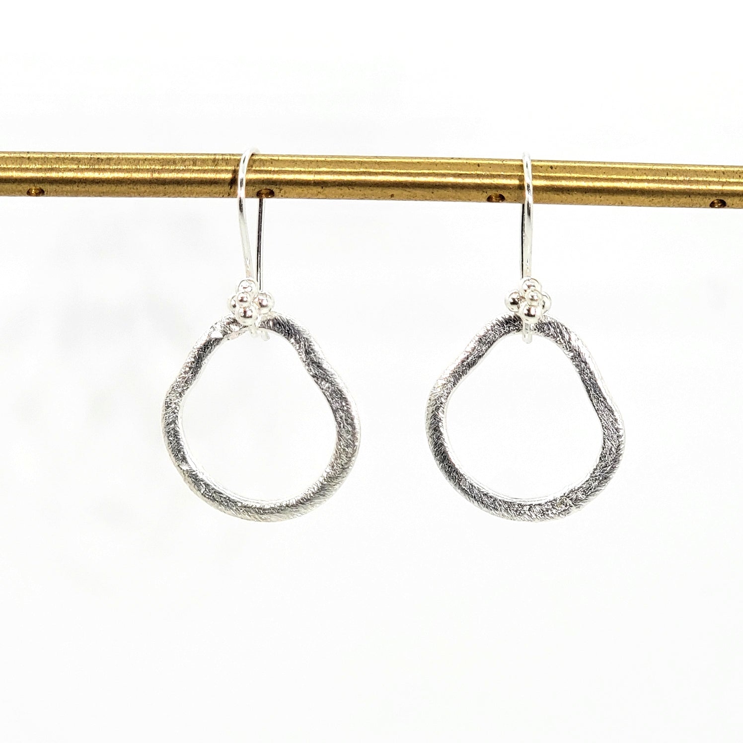 Brushed Sterling Silver Irregular Drop Earrings