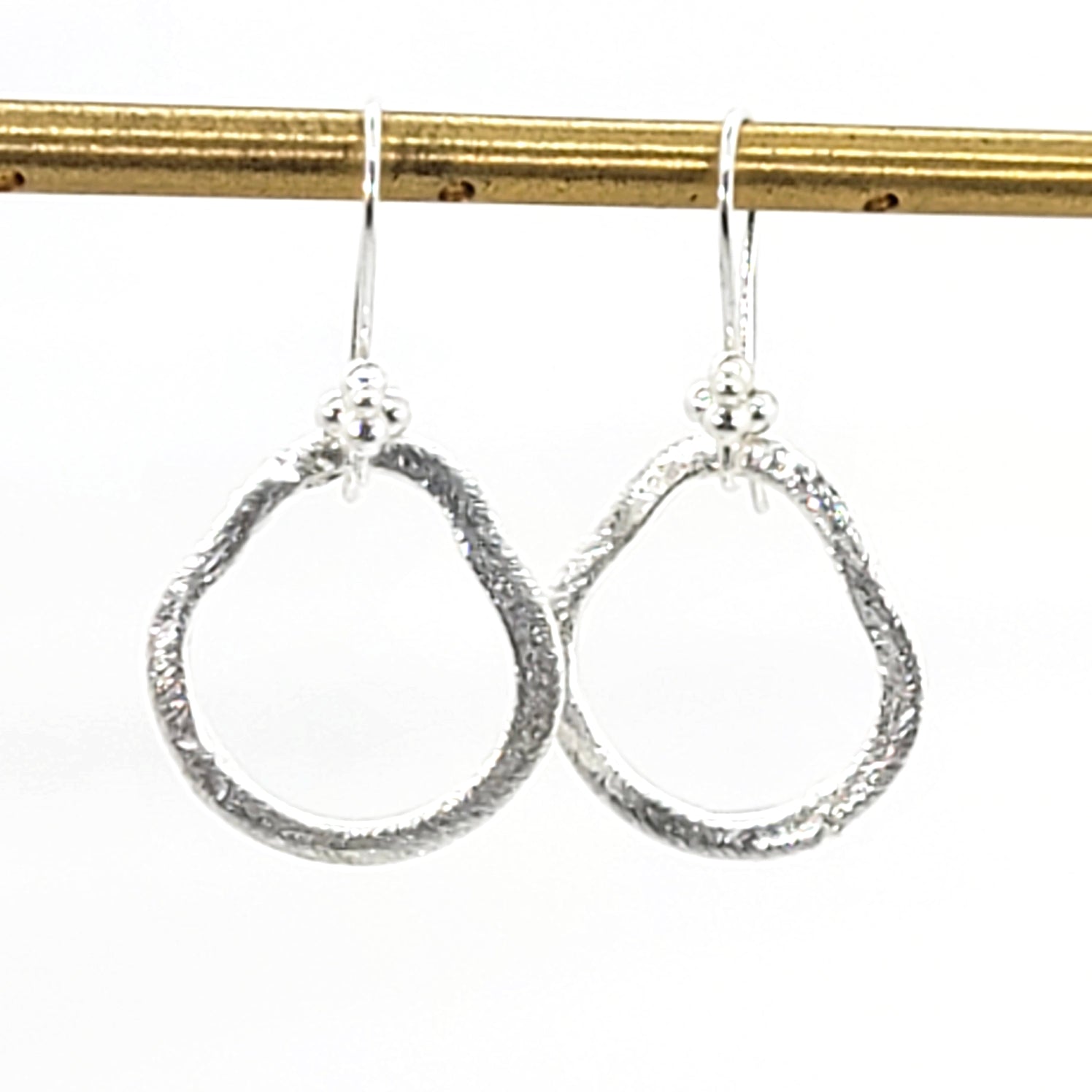 Brushed Sterling Silver Irregular Drop Earrings