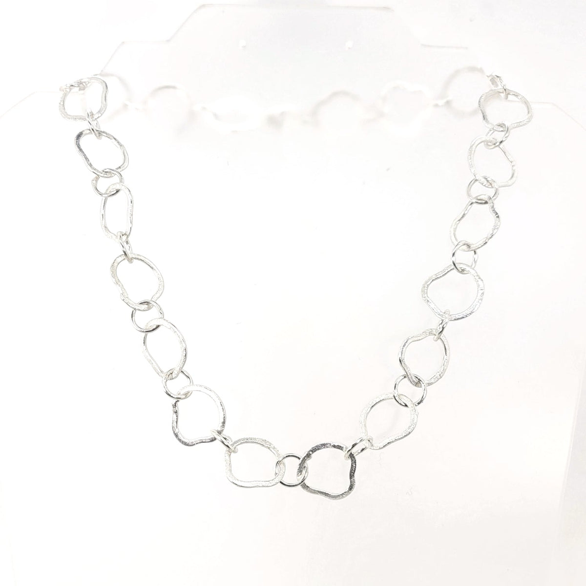 Brushed Sterling Silver Irregular Link Necklace