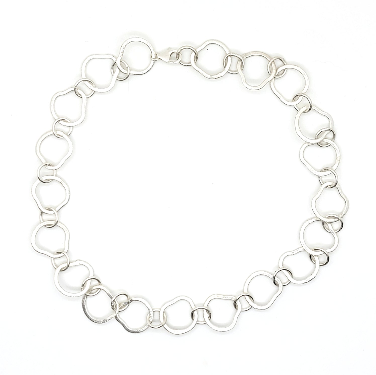 Brushed Sterling Silver Irregular Link Necklace