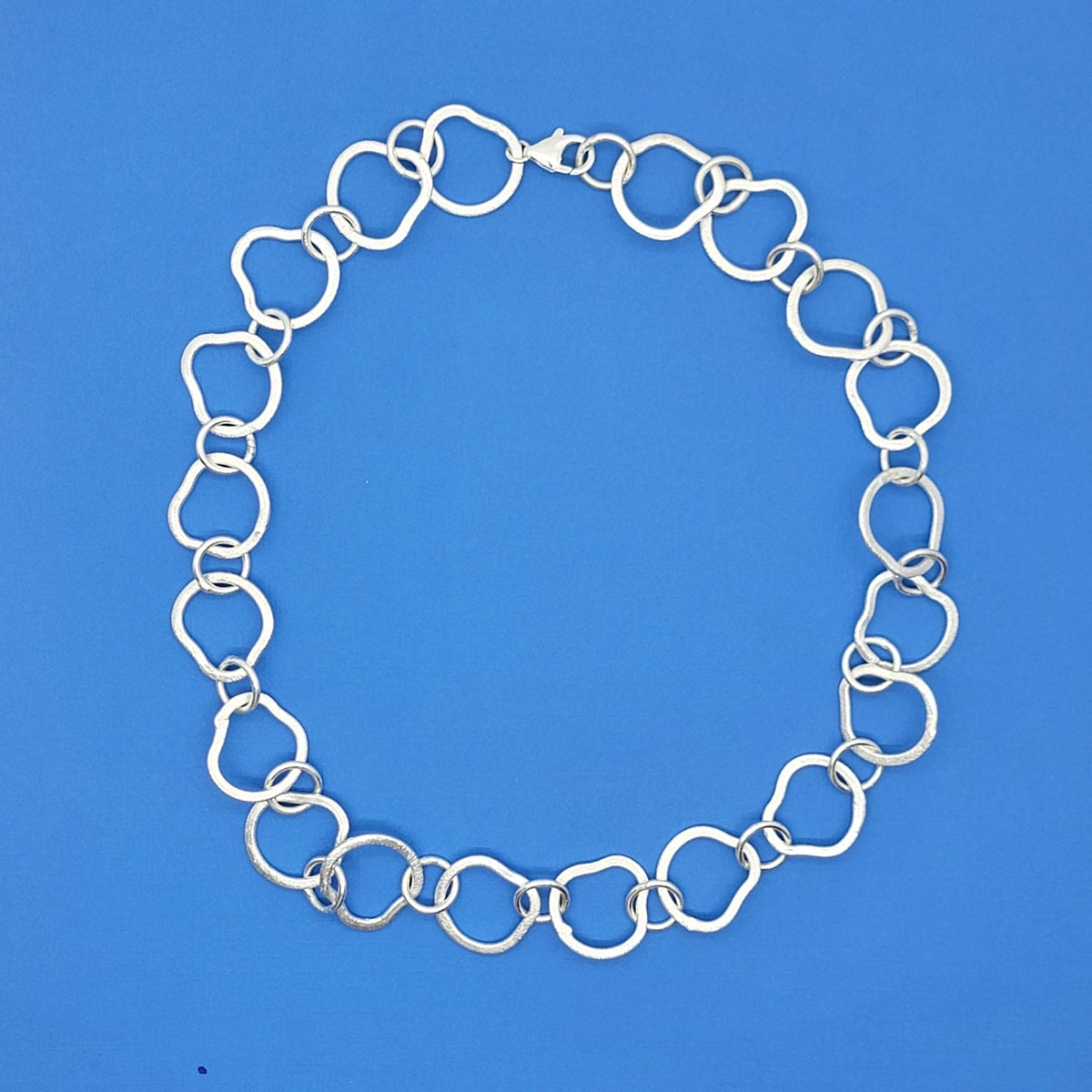 Brushed Sterling Silver Irregular Link Necklace