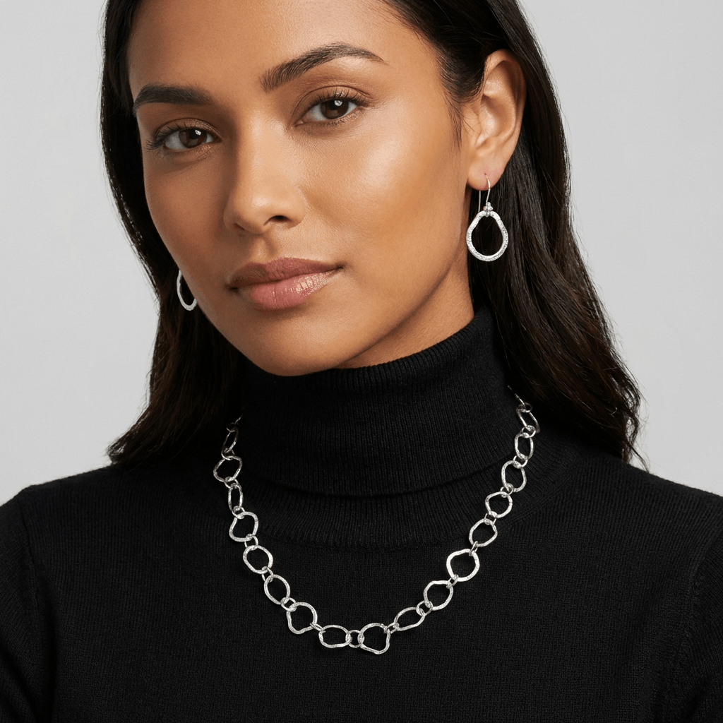 Brushed Sterling Silver Irregular Drop Earrings