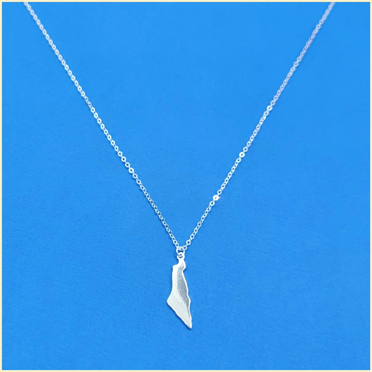 Israel Map Pendant Necklace in Silver