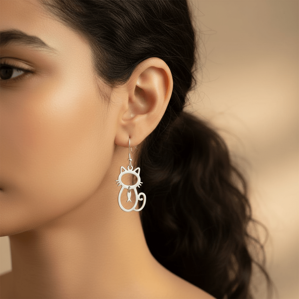 Sterling Silver Cat Earrings