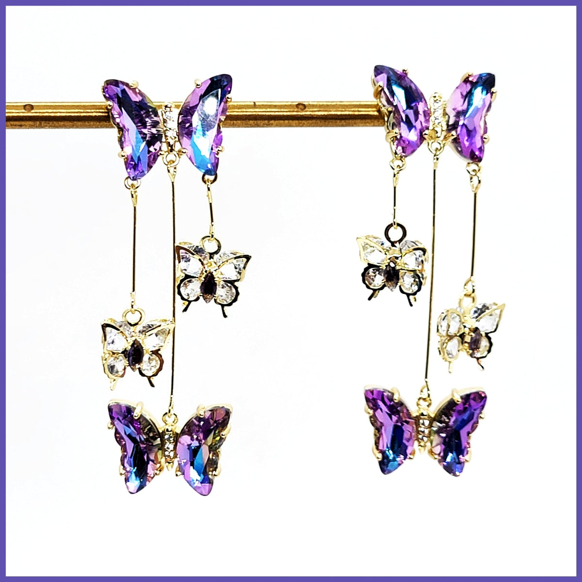 Crystal Butterfly Dangle Earrings