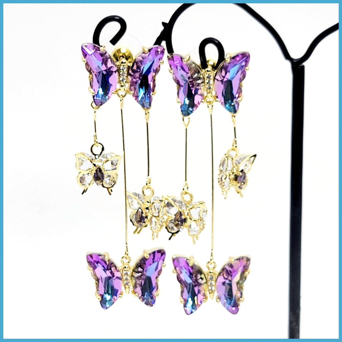 Crystal Butterfly Dangle Earrings