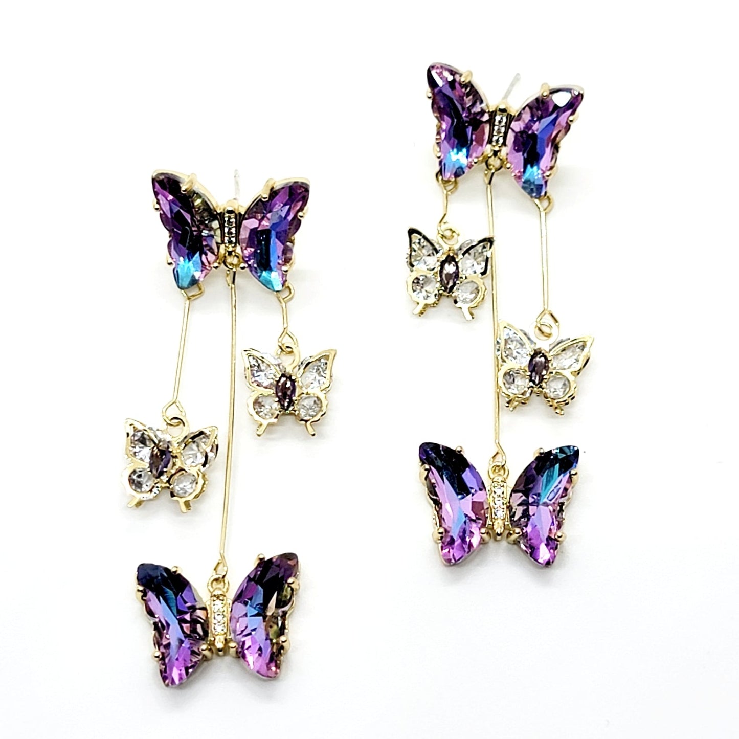 Crystal Butterfly Dangle Earrings