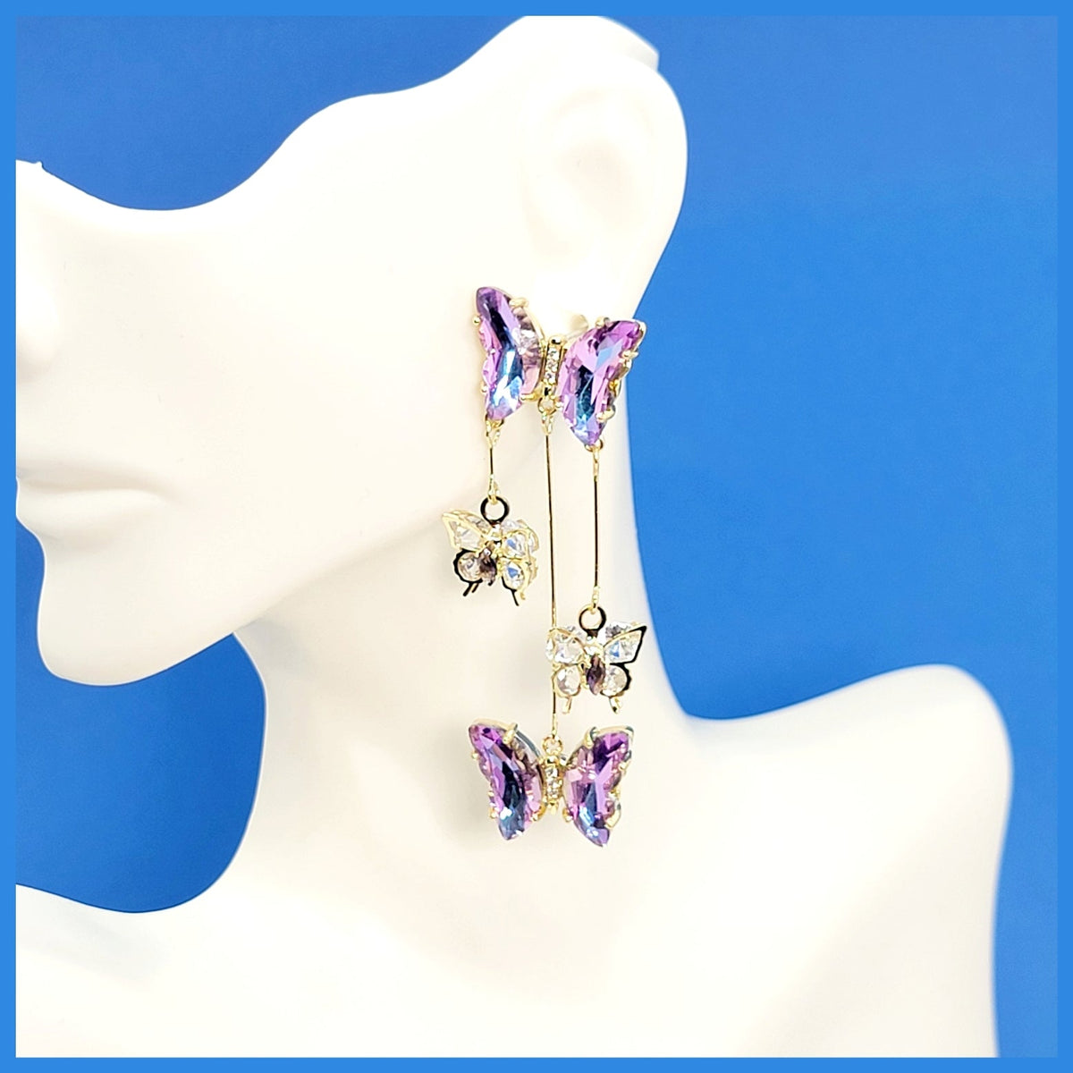 Crystal Butterfly Dangle Earrings