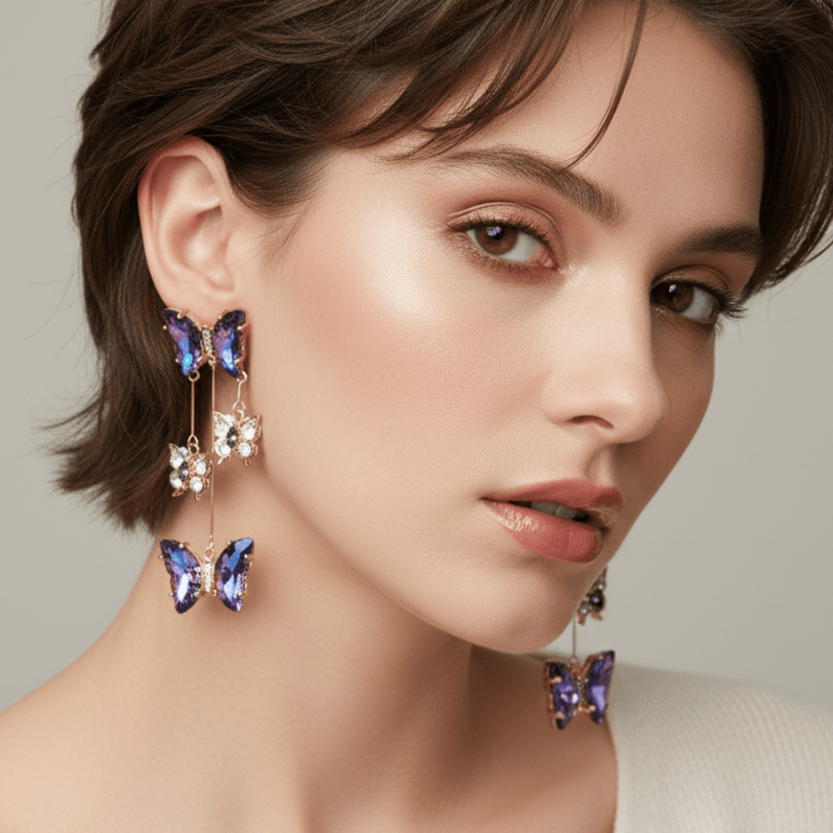 Crystal Butterfly Dangle Earrings
