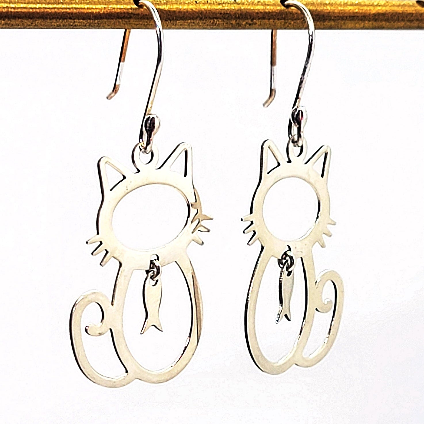 Sterling Silver Cat Earrings