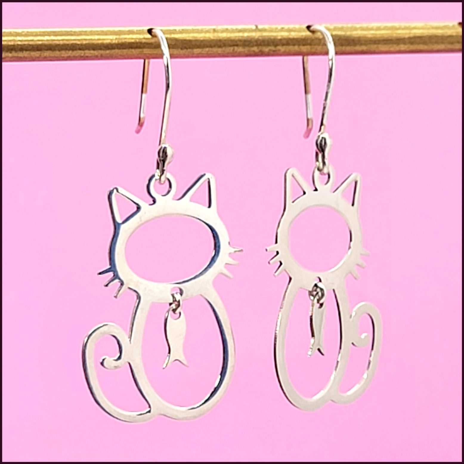 Sterling Silver Cat Earrings