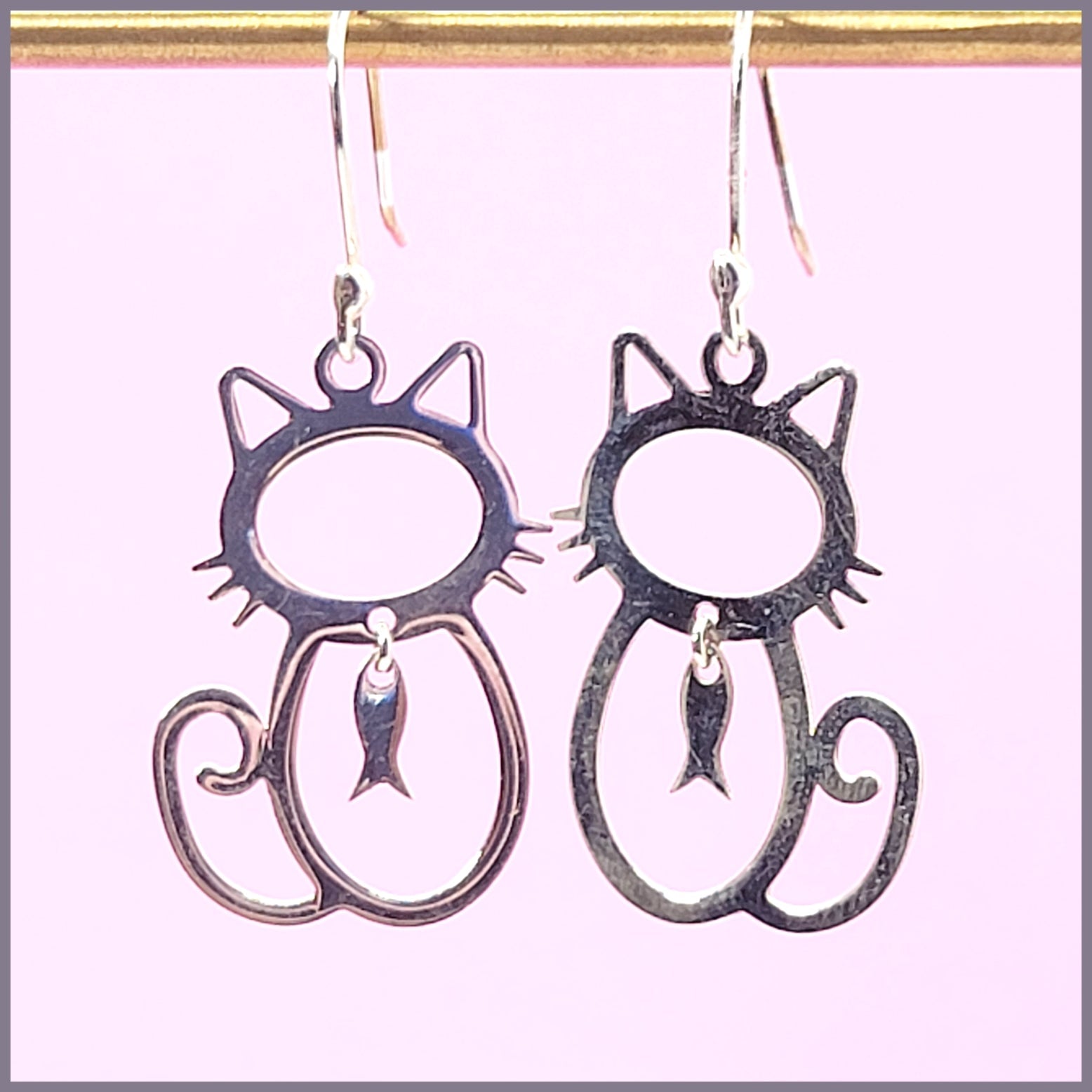 Sterling Silver Cat Earrings