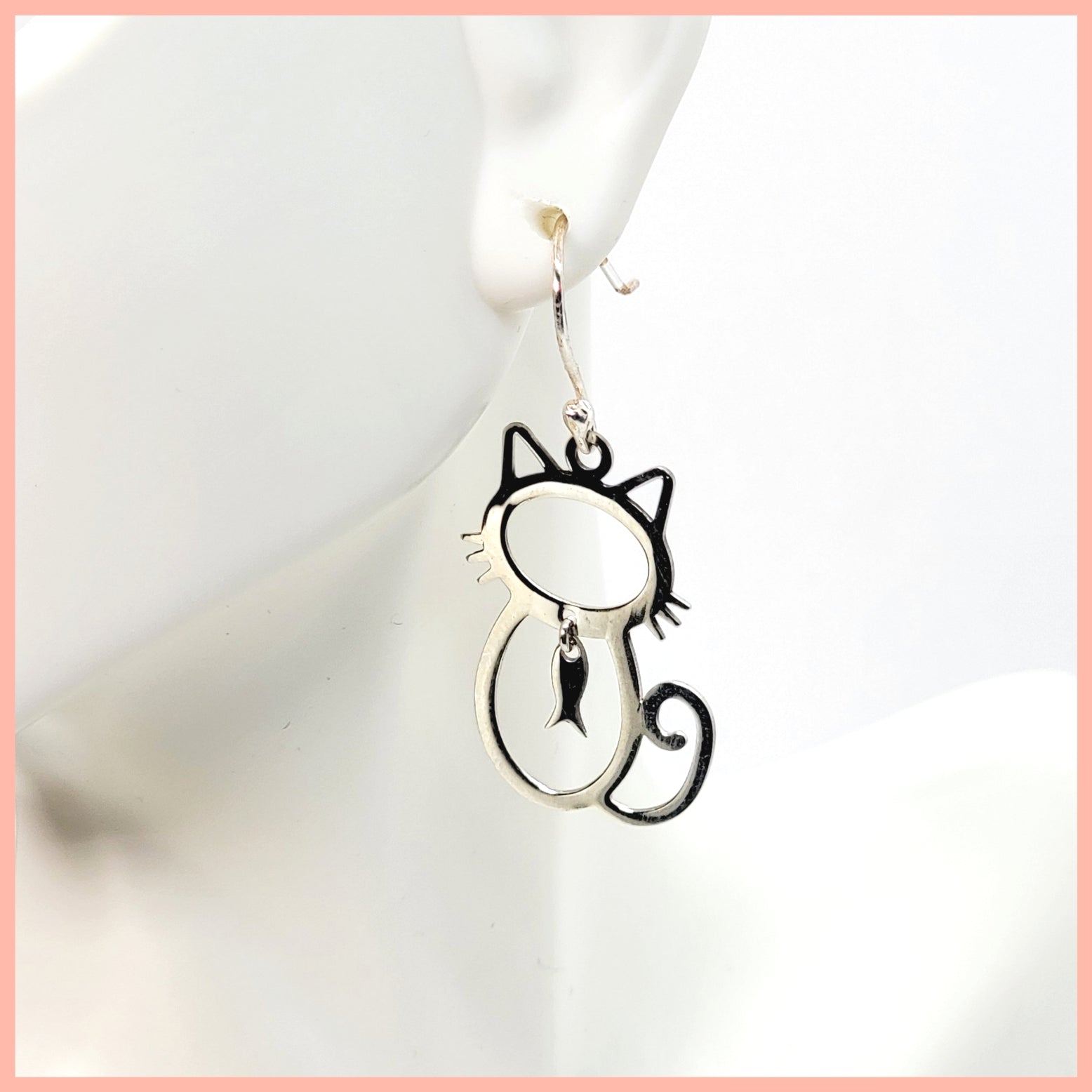 Sterling Silver Cat Earrings