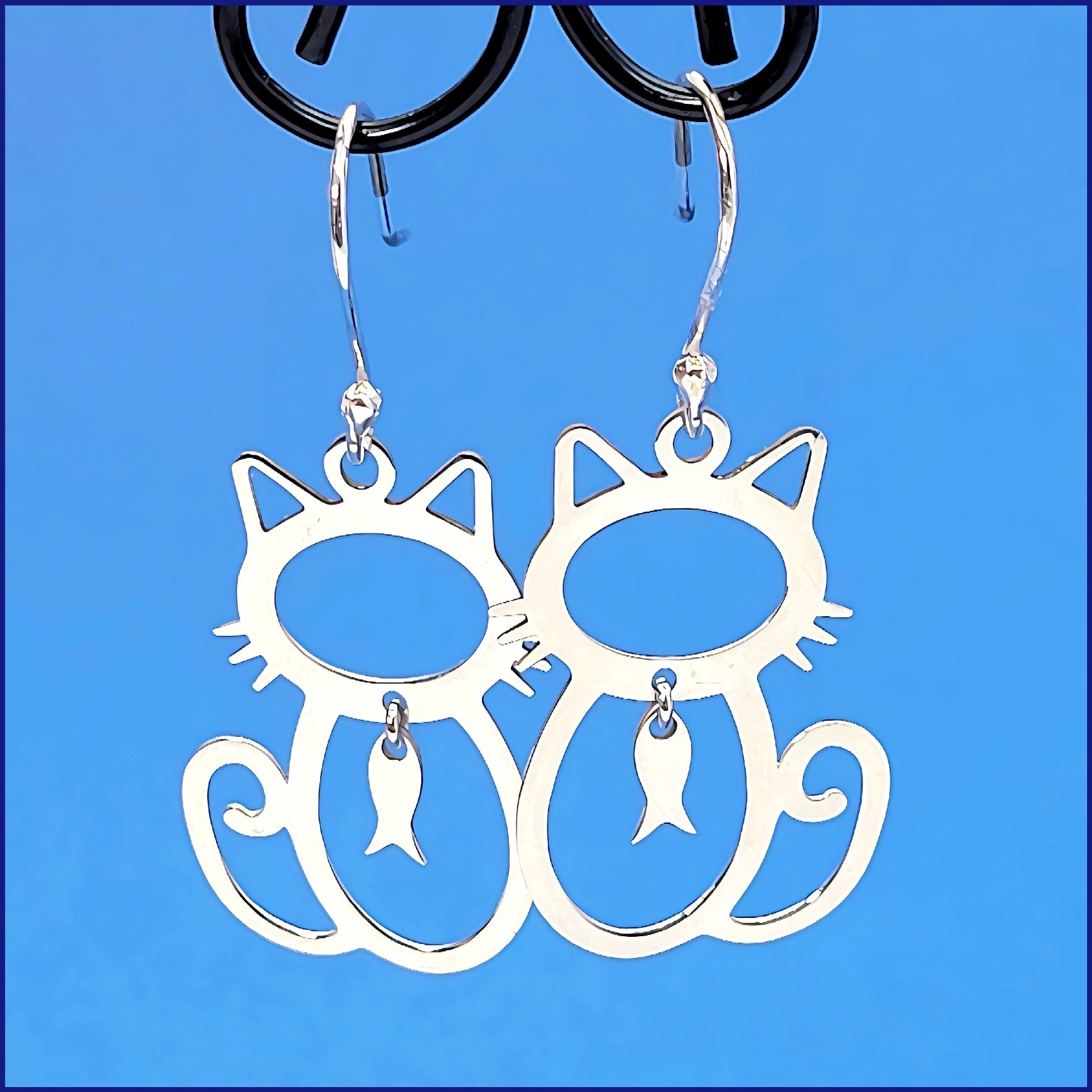 Sterling Silver Cat Earrings